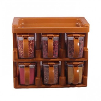 2-Tier Spice Rack With 6 Spice Jars