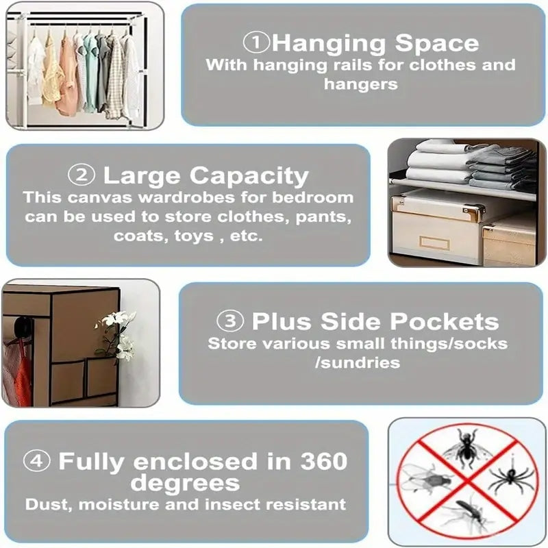 Wardrobe Folding Portable Clothing Storage Cabinet