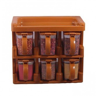 2 - Tier Spice Rack with 6 Jars – Master Chef Kitchen Organizer - Saadiq.pk