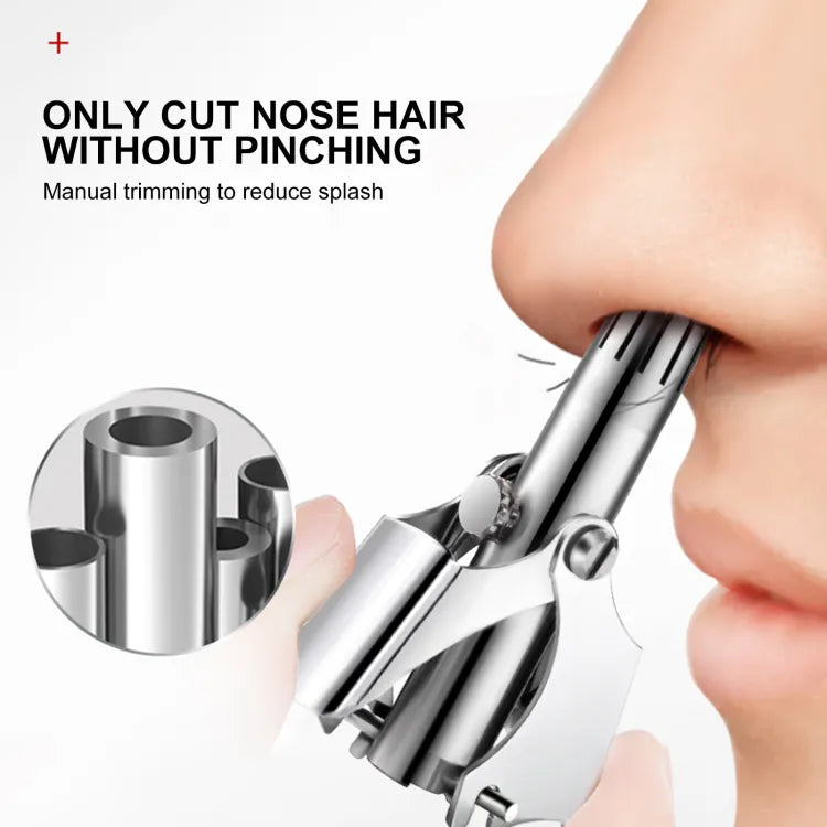 Stainless Steel Manual Nose Hair Trimmer | Safe & Painless Nose Hair Cutter | Manual Rotary Grooming Tool for Men