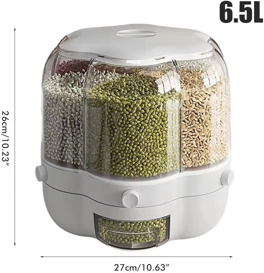 360° Rotating Grain & Cereal Dispenser – Kitchen Storage Organizer - Saadiq.pk