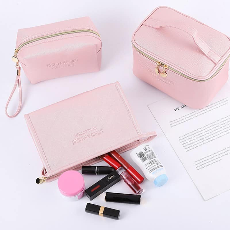 Large Capacity 3 Pcs PU Travel Cosmetic Bag