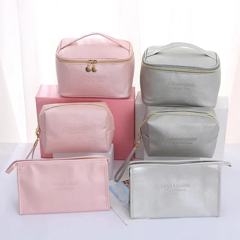 Large Capacity 3 Pcs PU Travel Cosmetic Bag