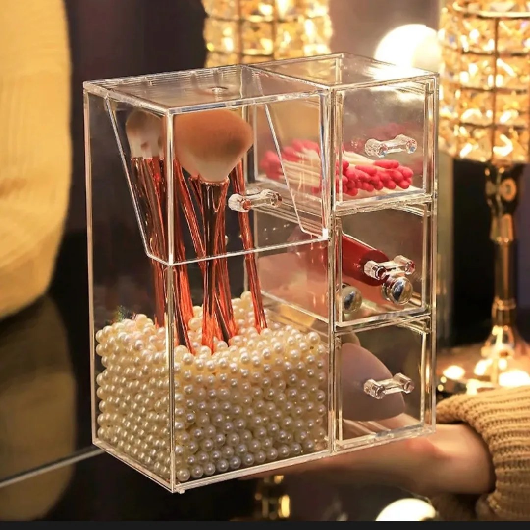 Acrylic Makeup Brush Organiser With Drawer