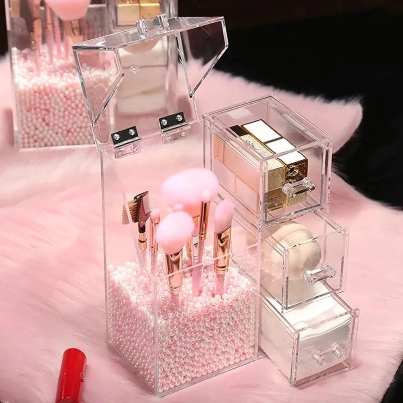 Acrylic Makeup Brush Organiser With Drawer