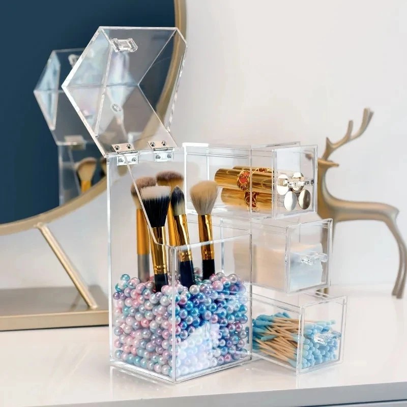 Acrylic Makeup Brush Organiser With Drawer