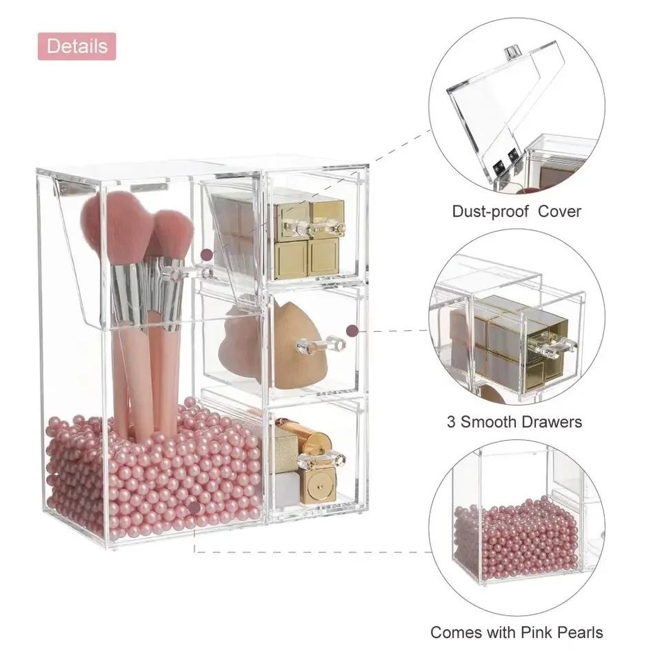 Acrylic Makeup Brush Organiser With Drawer
