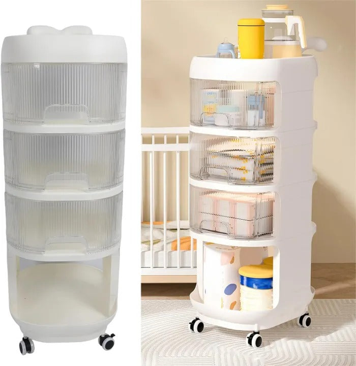 Baby Supplies Multi-Purpose Trolley – Portable Nursery Storage Organizer
