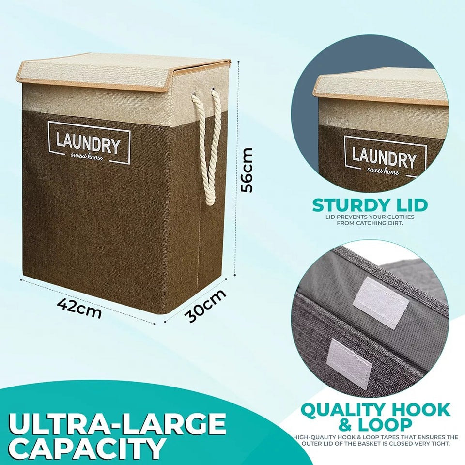 Premium Laundry Basket with Lid – Durable Clothes Storage Organizer