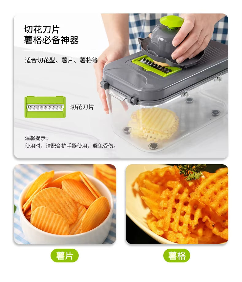 22 in 1 Vegetable Slicer Chopper Vegetable Cutter with 13 Blades