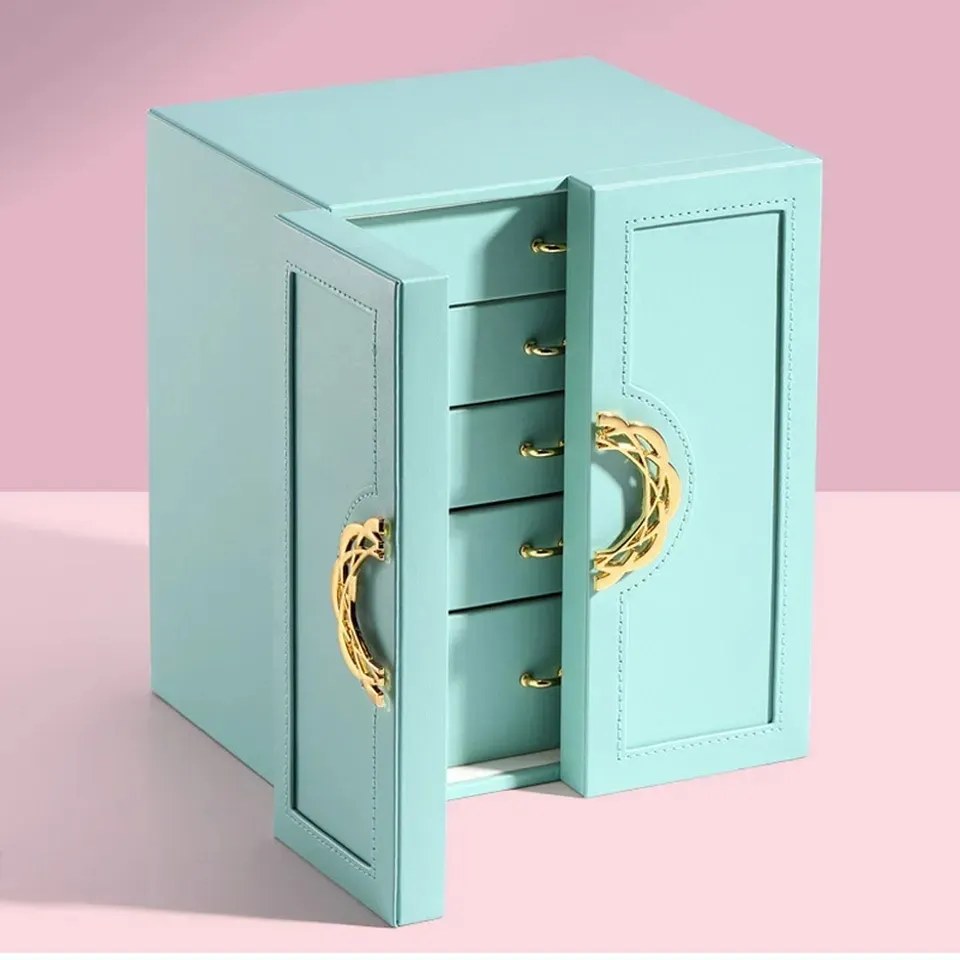 Multilayer Leather Drawer Jewelery Organizer