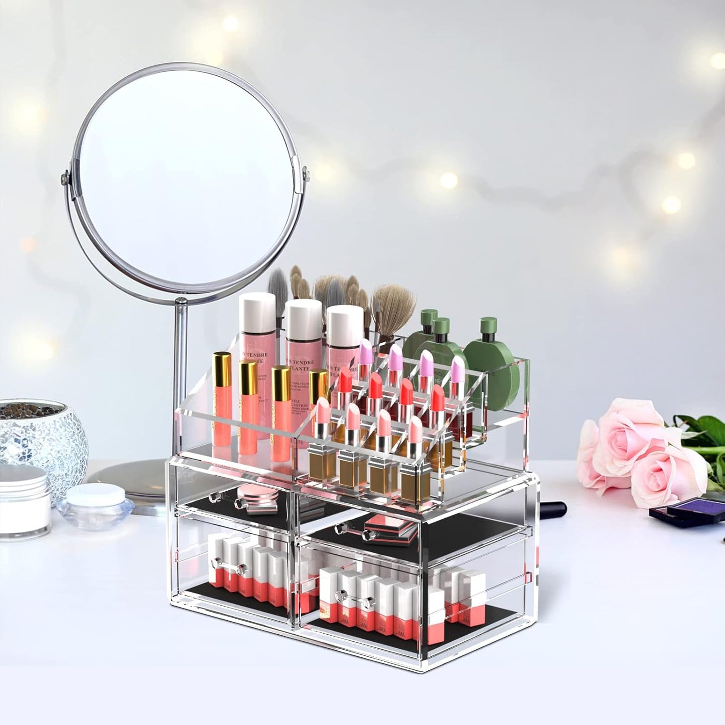 Acrylic 4-Drawer Cosmetic Organizer – Makeup & Skincare Storage Box