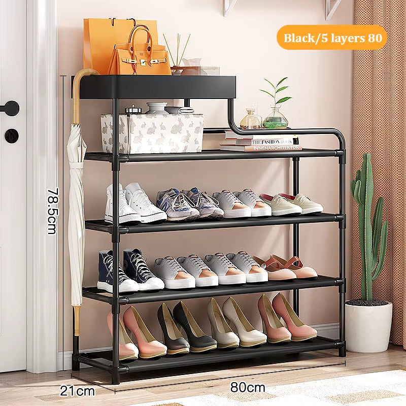 Adjustable Shoe Rack Organizer with Storage Shelf – Space-Saving Shoe Storage