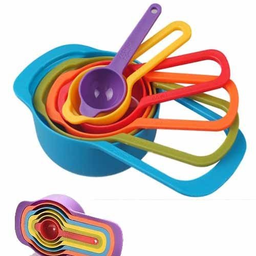 6 Pcs Plastic Measuring Spoon Set – Colorful Kitchen Baking Tools - Saadiq.pk