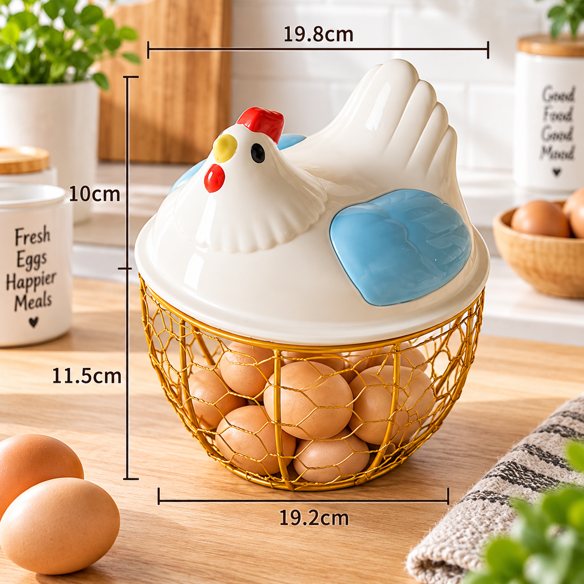 Hen Egg Basket with Lid – Large Capacity Holder