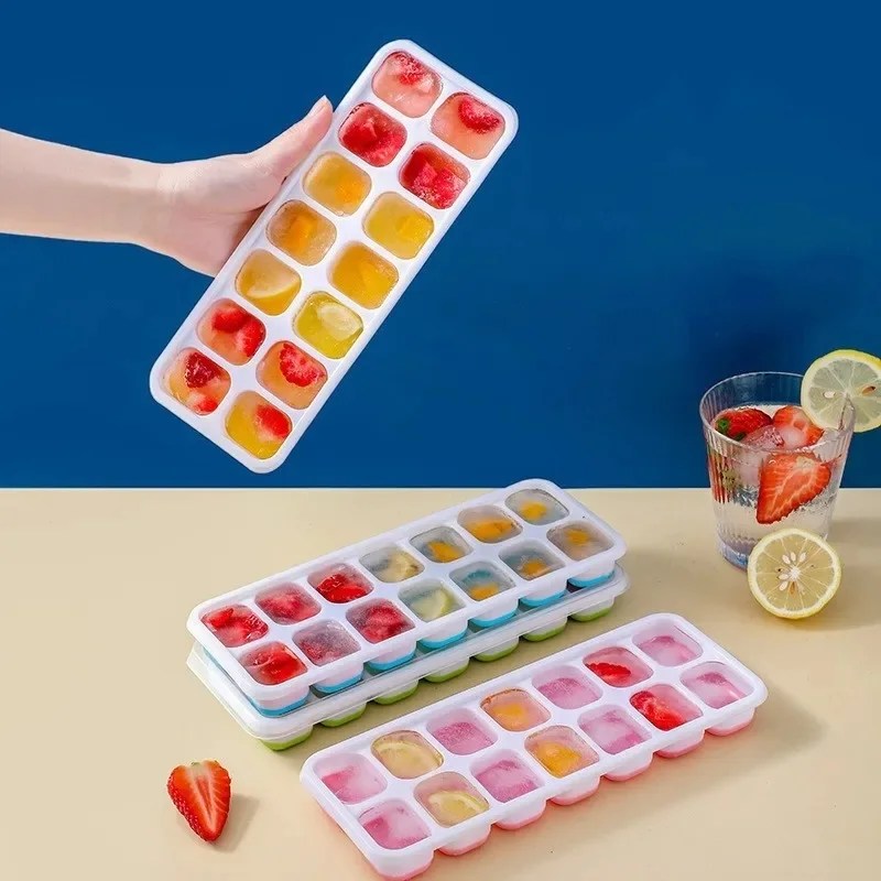 14 Grid Silicone Ice Cube Tray With Lid