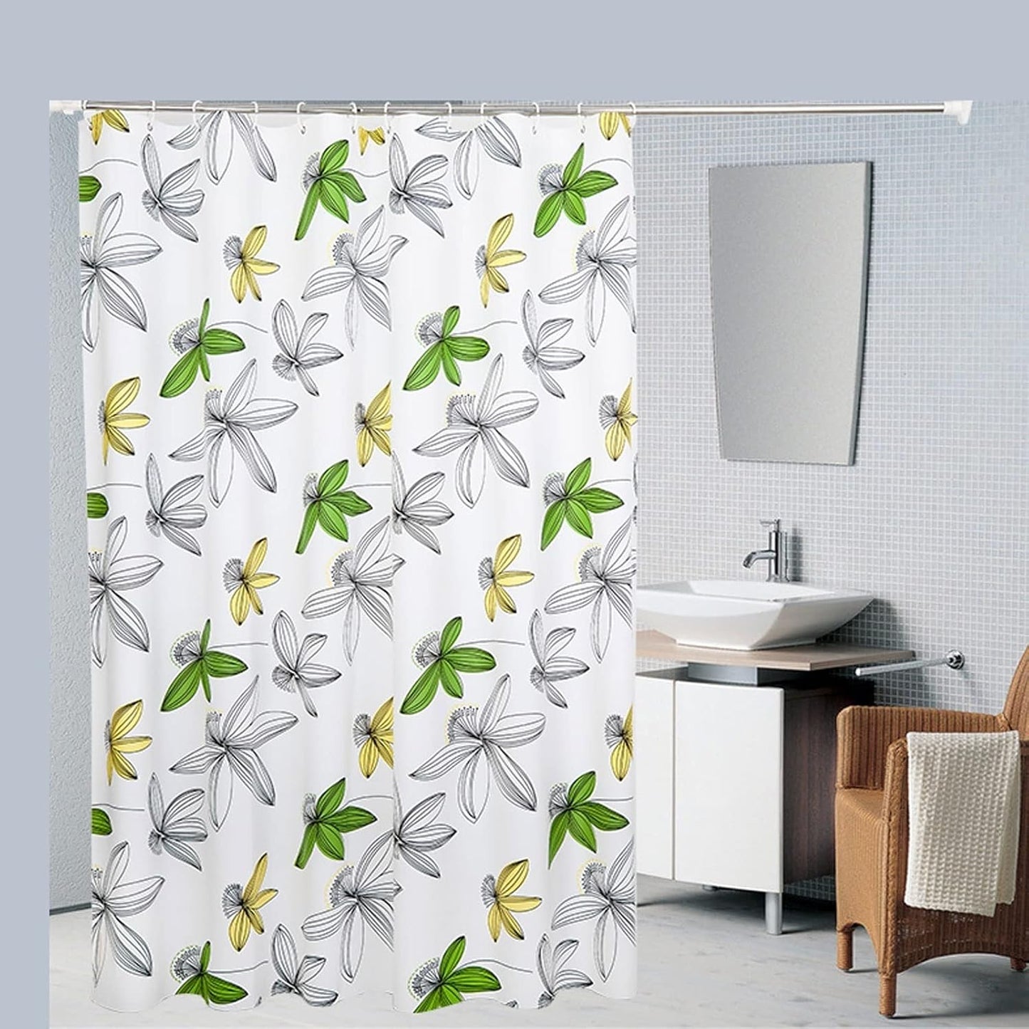 Leaf Shower Curtain – Waterproof Fabric, Nature-Inspired Bathroom Decor