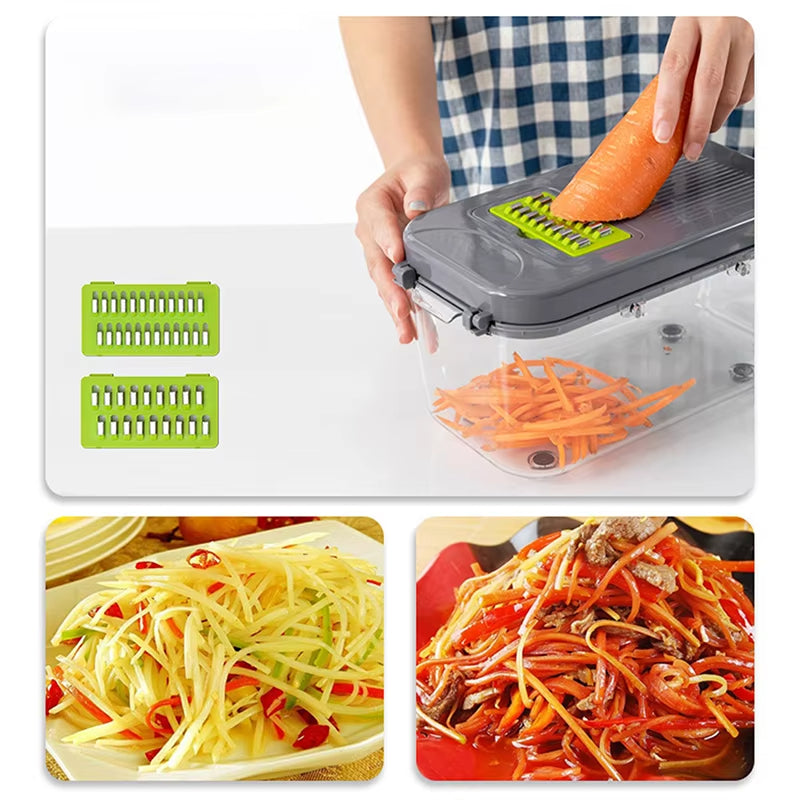22-in-1 Vegetable Slicer & Chopper – Multifunction Cutter with 13 Blades