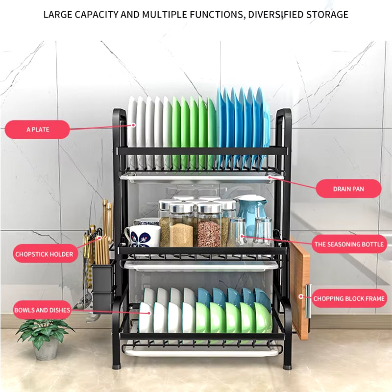 Stainless Steel 3-tier Dish Rack