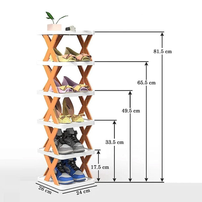 Foldable Zig zag shoe rack in 6 layers