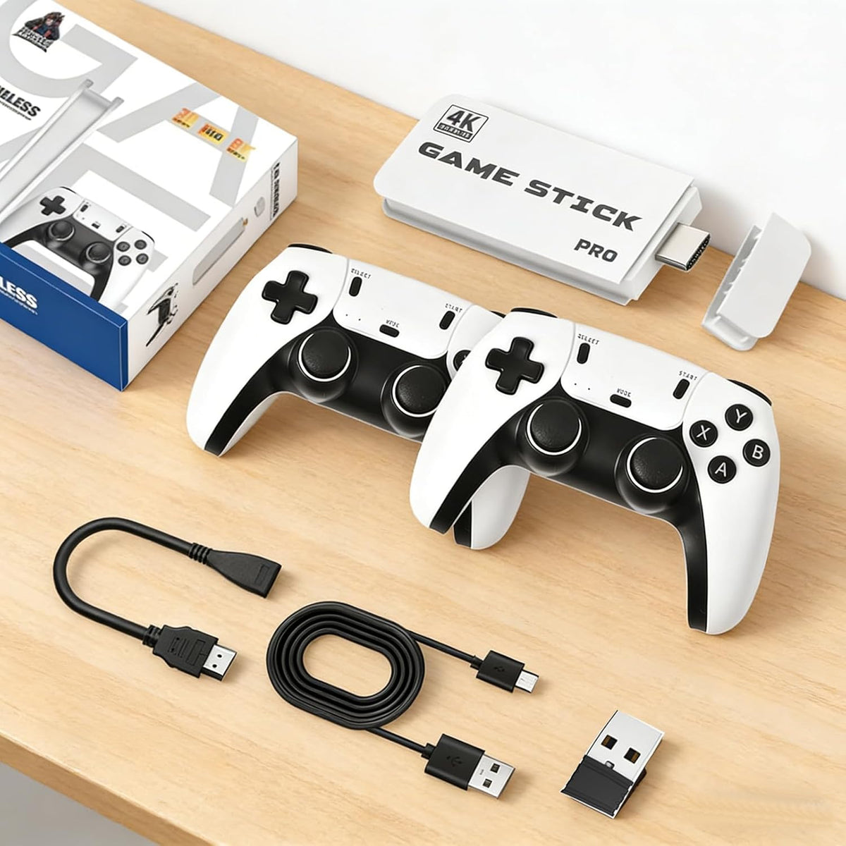 M15 4K TV Game Stick Console – 12000+ Built-in Games, Wireless Controllers