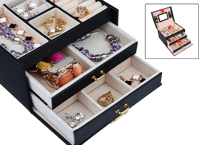 3 Layer PU Jewelry Organizer
