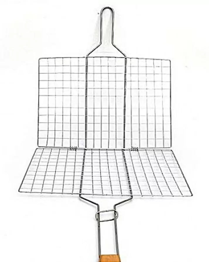 BBQ Stainless Steel Hand Grill – Non-Stick Portable Grilling