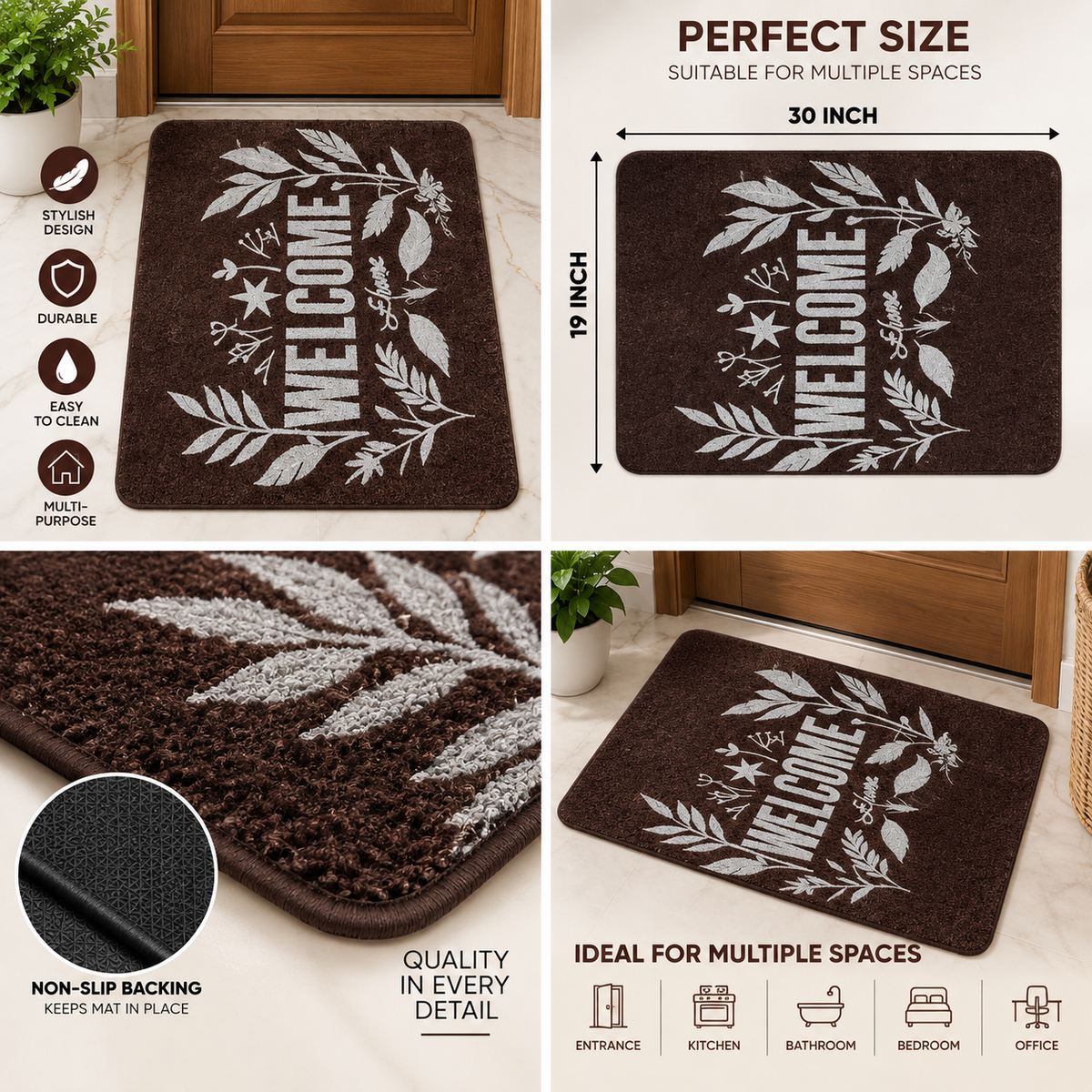 2PC Welcome Floor Mat | Durable Multi-Purpose Door Mat for Home