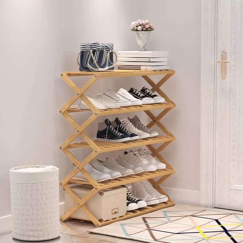 Foldable Wooden Shoe Rack