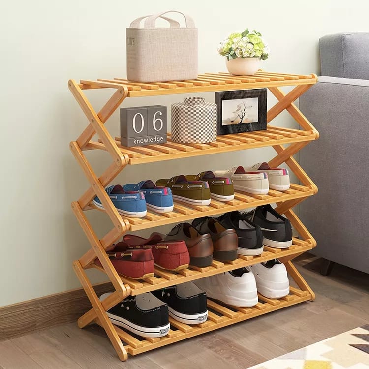 Foldable Wooden Shoe Rack