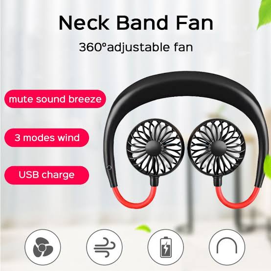 Wearable Hanging Neck Fan – USB Rechargeable with 3 Speed Modes