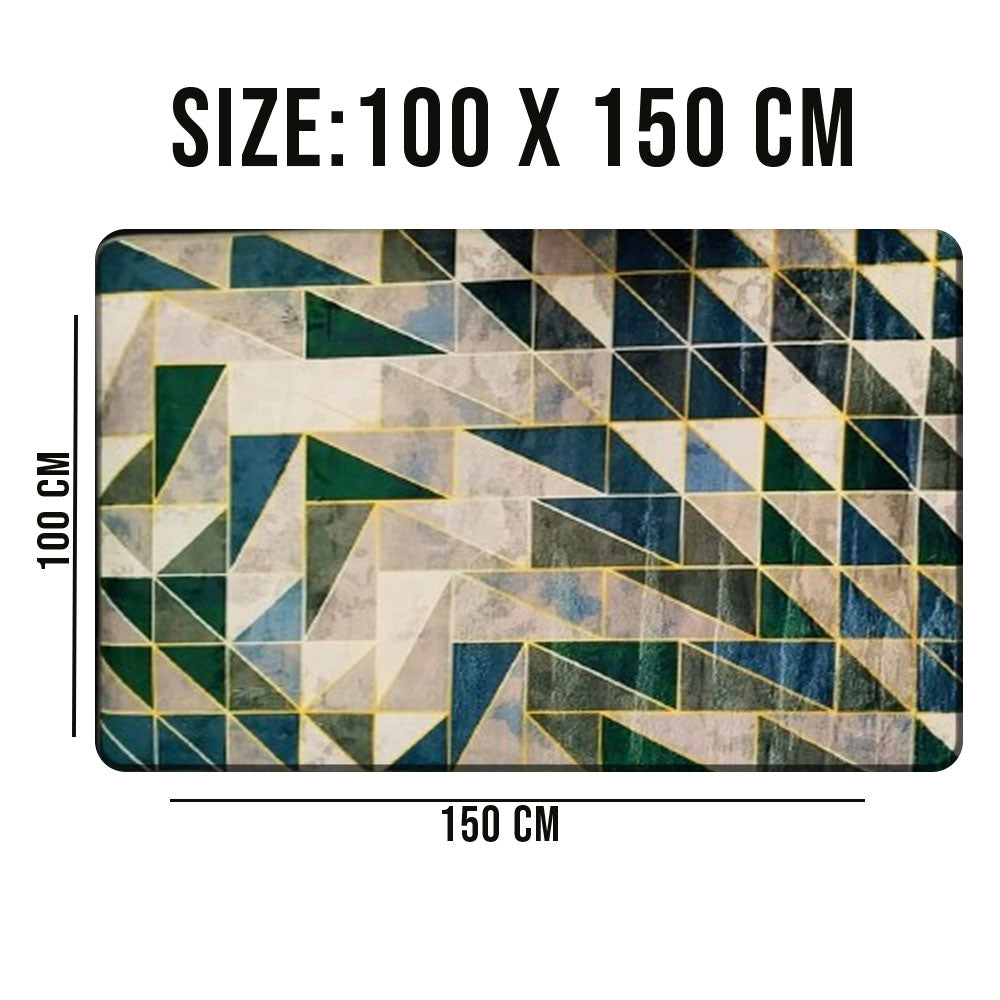 Green Gold Black Geometric Lines Pacific Rug – Modern Accent Carpet (100 x 150 CM)