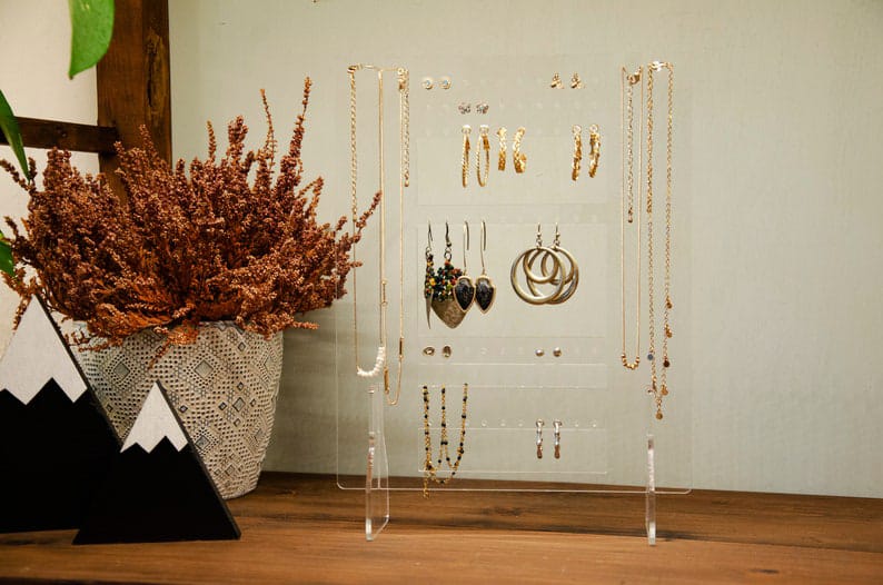 Jewelry Stand | Necklaces And Earrings Organizer | Clear Acrylic Earring Organizer | Jewelry Display | Bracelet Organizer