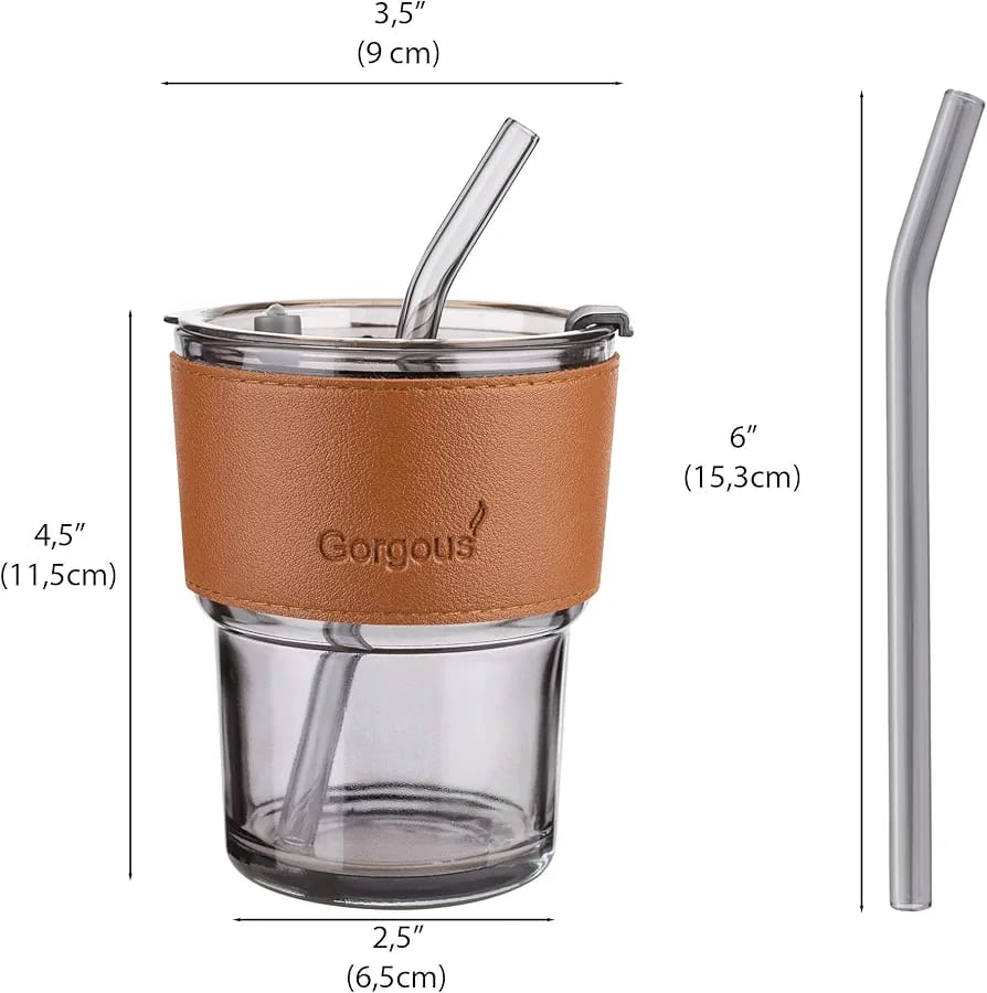 Glass Tumbler With Straws-450ML