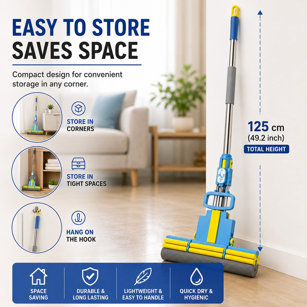 Hands-Free Squeeze Sponge Mop