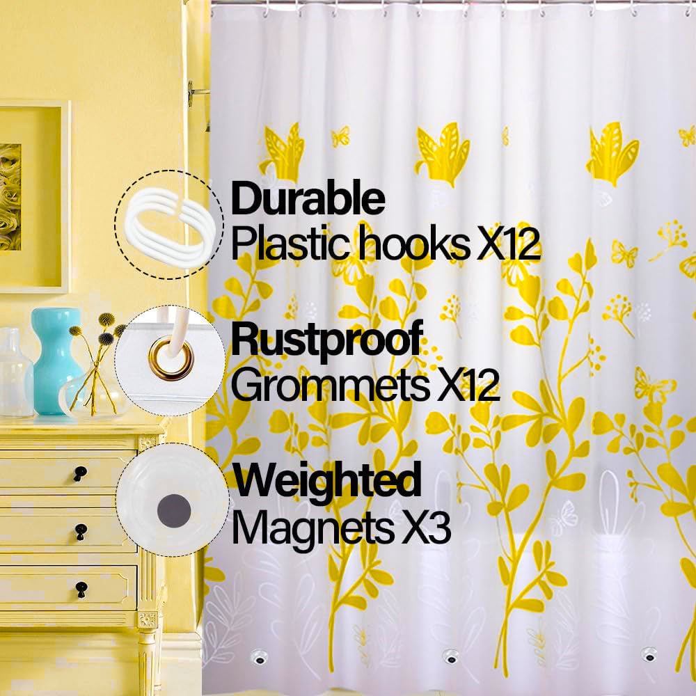Butterfly Shower Curtain – Colorful Bathroom Decor, Waterproof Polyester - Saadiq.pk