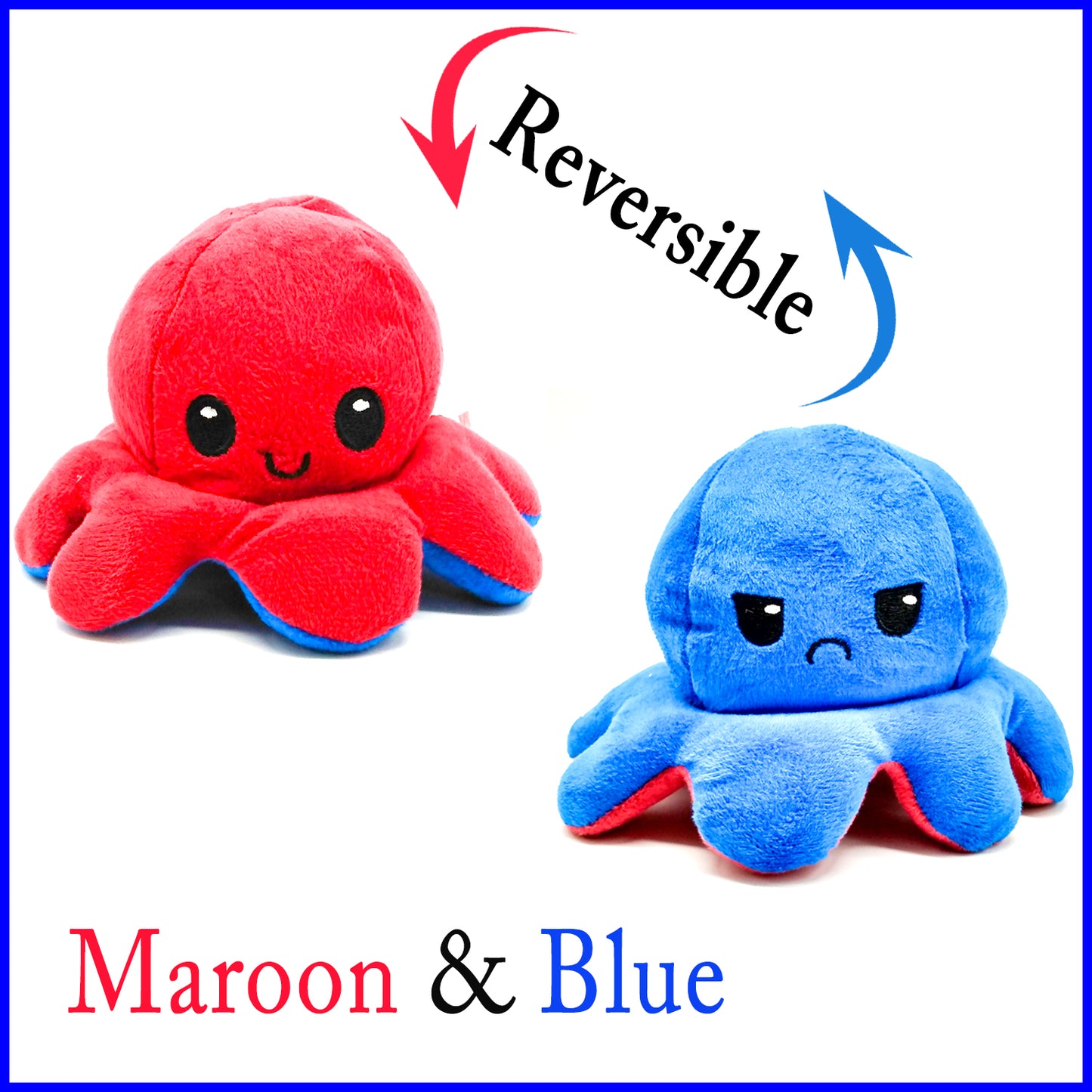 Reversible Octopus Plush Toy – Double-Sided Mood Changing Stuffed Doll
