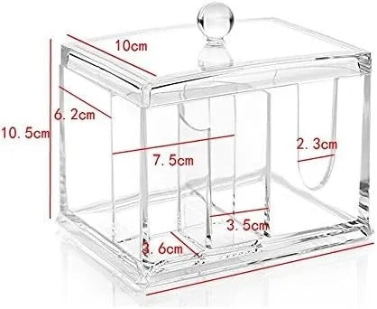 Makeup Cotton Swab Storage Container – Transparent Acrylic Organizer with Lid