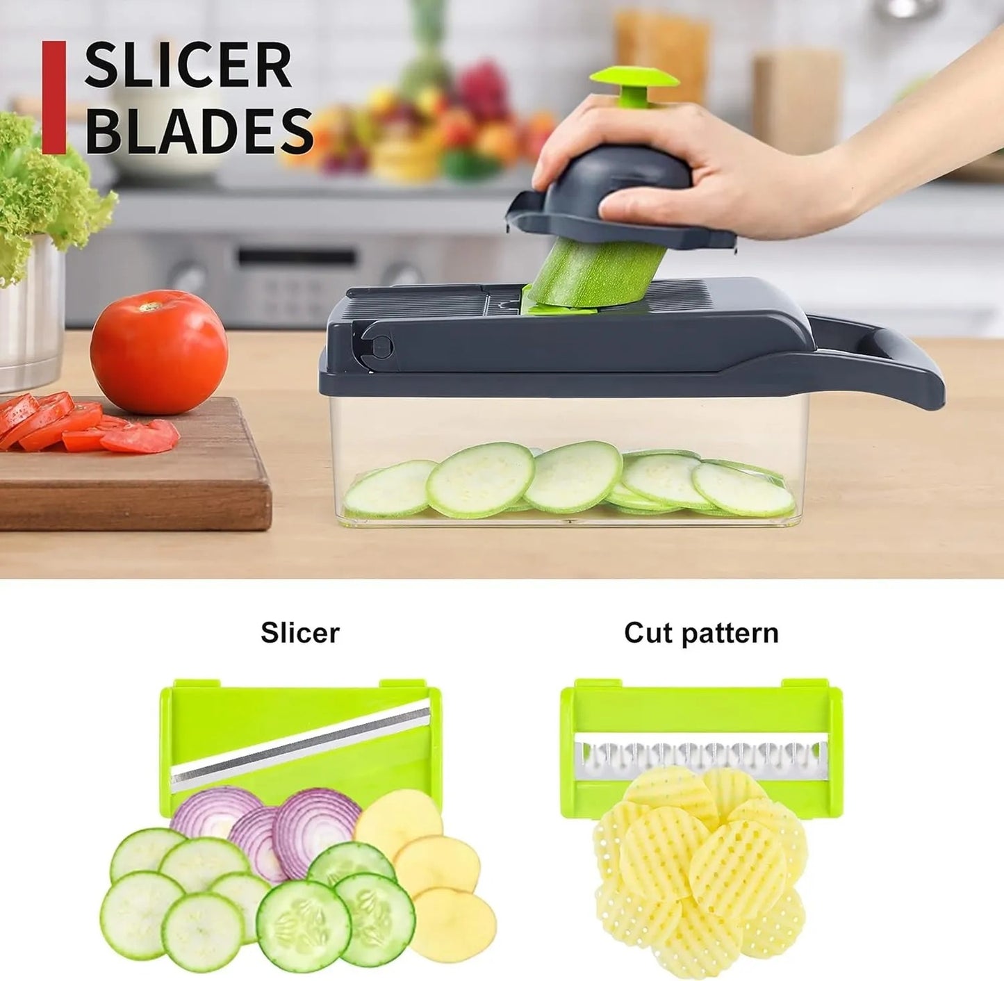 A.Q Multifunctional 12 in 1 Nicer Dicer Vegetable Cutter – Veggie Chopper, Slicer & Grater