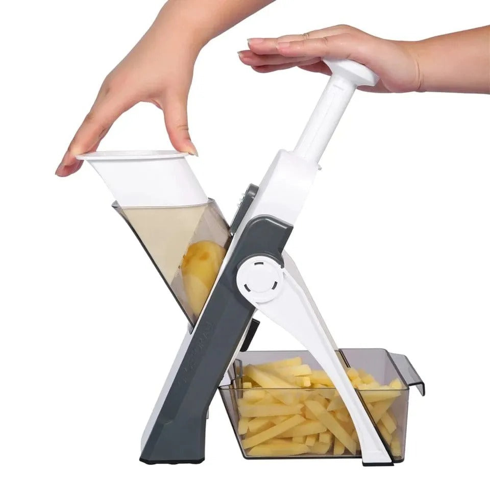Vegetable Cutter with Collecting Basin – Multifunctional Kitchen Slicer