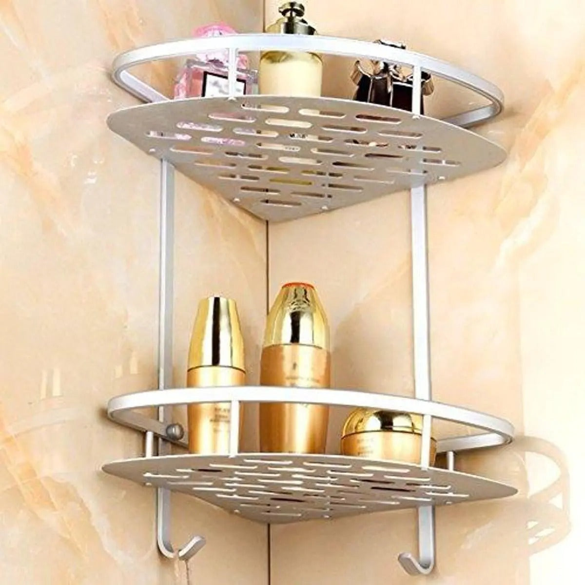 2 Layer Aluminium Bathroom Corner Rack