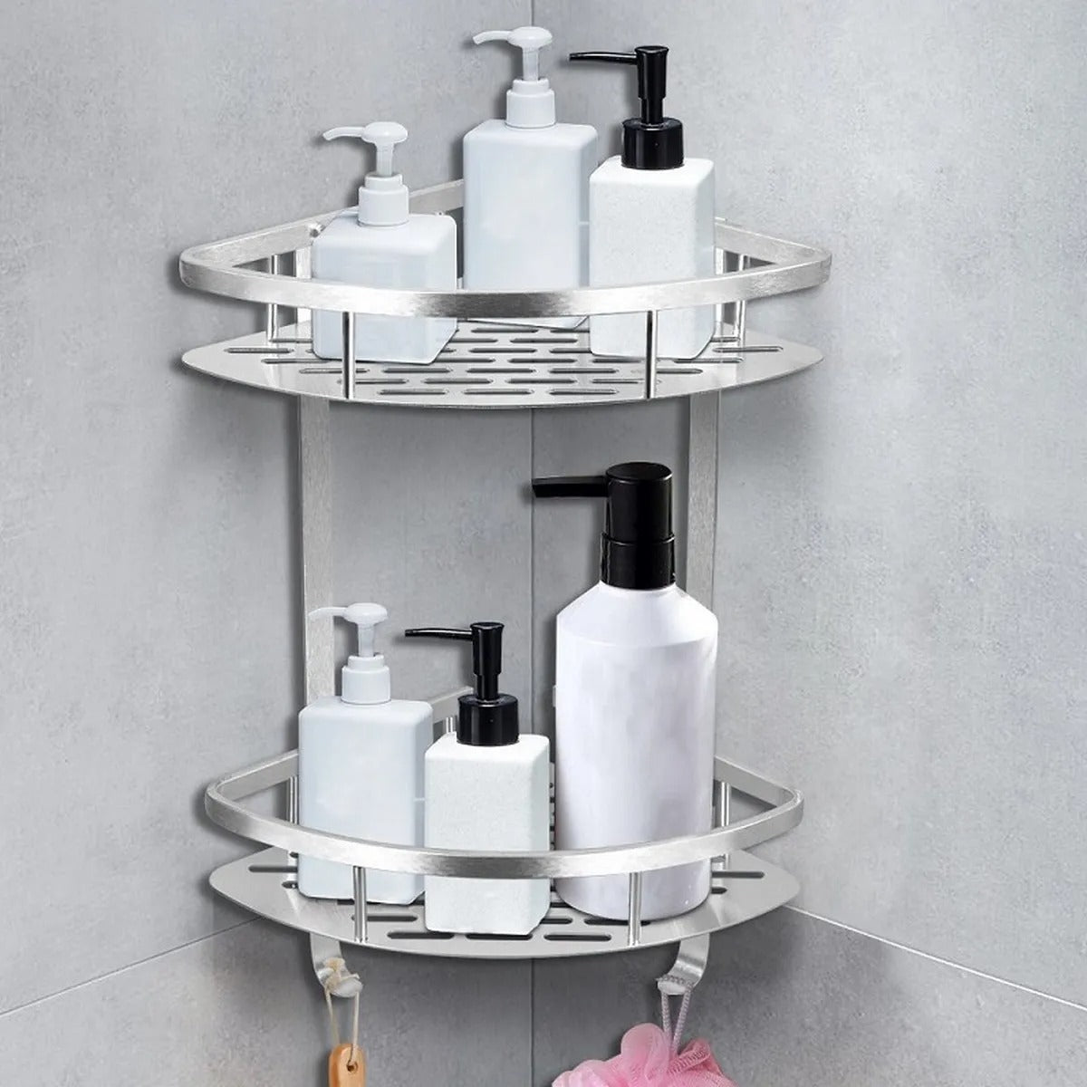 2 Layer Aluminium Bathroom Corner Rack