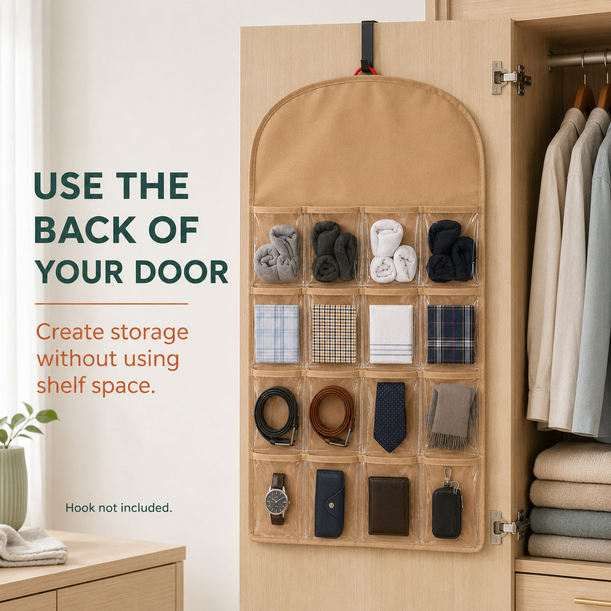 16-Pocket Clear-View Hanging Organizer – Transparent Storage Pockets for Closet, Bedroom & Bathroom