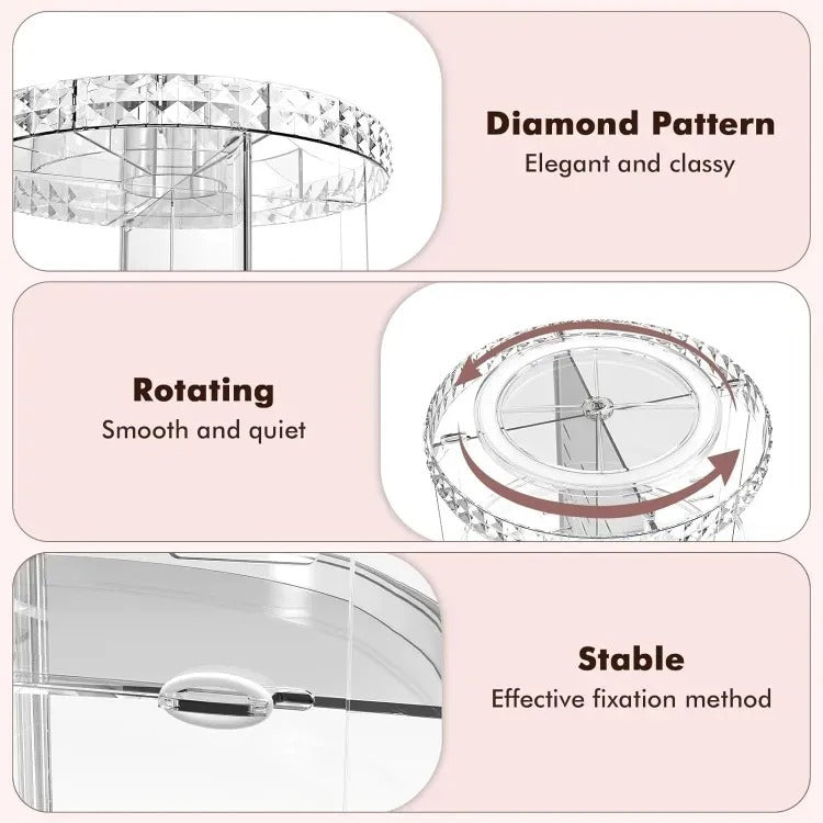 360° Rotating Acrylic Makeup Organizer Stand