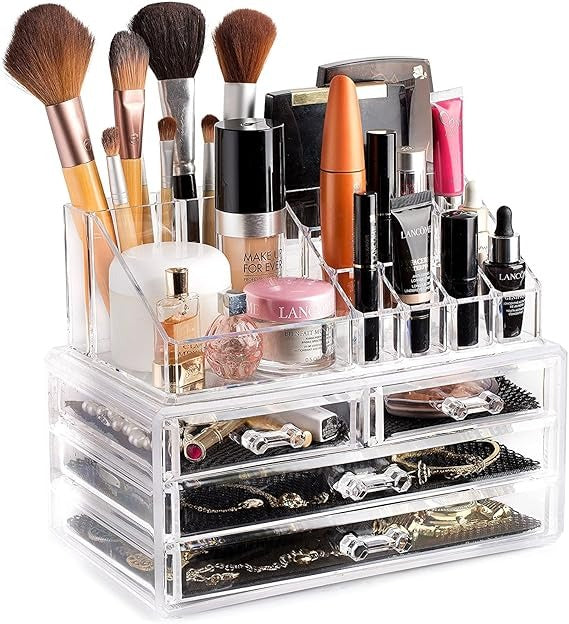 Acrylic Cosmetic Organizer with Drawer – Transparent Makeup Storage Box
