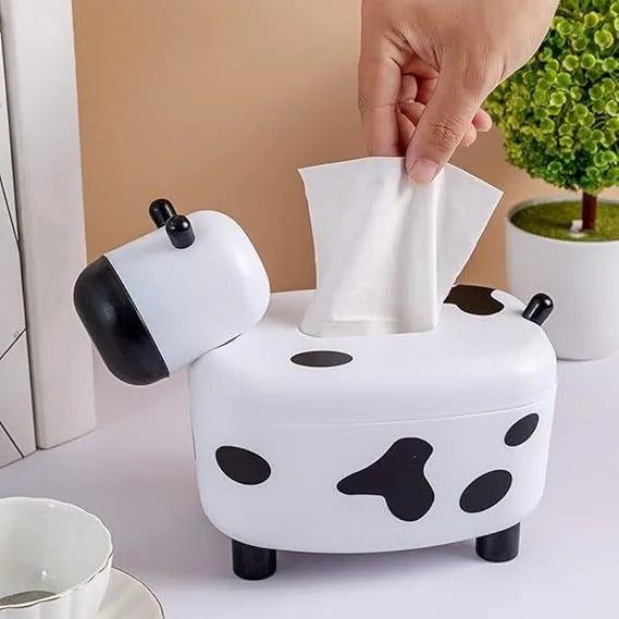 Cow Tissue Box with Toothpick Dispenser