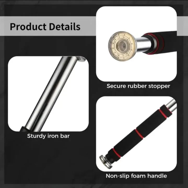 Adjustable Doorway Pull Up Bar | No Drill Home Gym Exercise Bar (62-100cm)