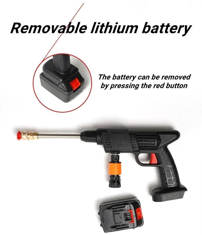 Imported High - pressure Rechargeable Wireless Car Washer |Multi Nozzle High Quality - Saadiq.pk