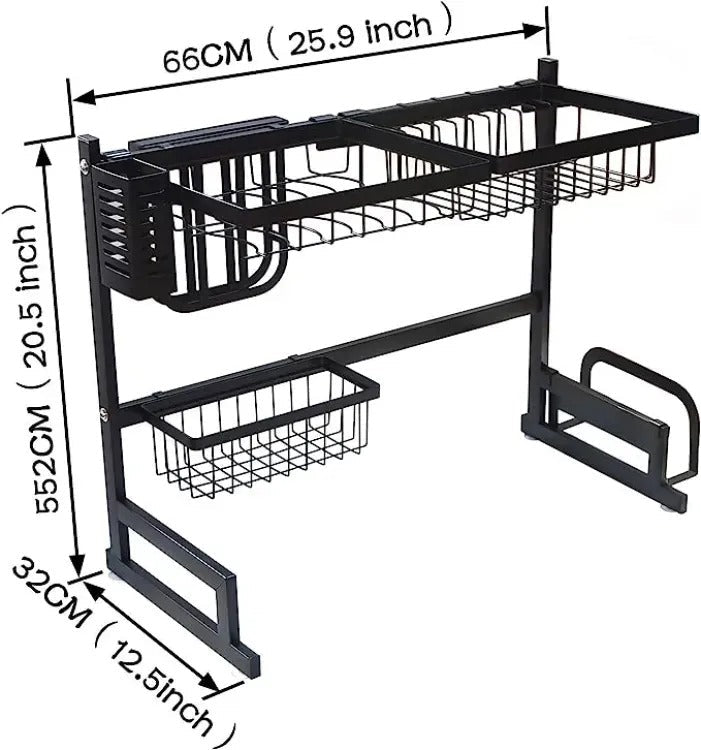 Over‑Sink Dish Drying Rack | Space‑Saving Kitchen Storage Organizer - 85CM - Saadiq.pk