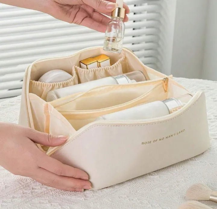 Waterproof Makeup Storage Bag | Large Capacity Travel Cosmetic Organizer | Portable Toiletry Pouch with Handle - Saadiq.pk